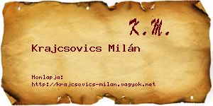 Krajcsovics Milán névjegykártya