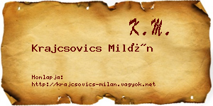 Krajcsovics Milán névjegykártya